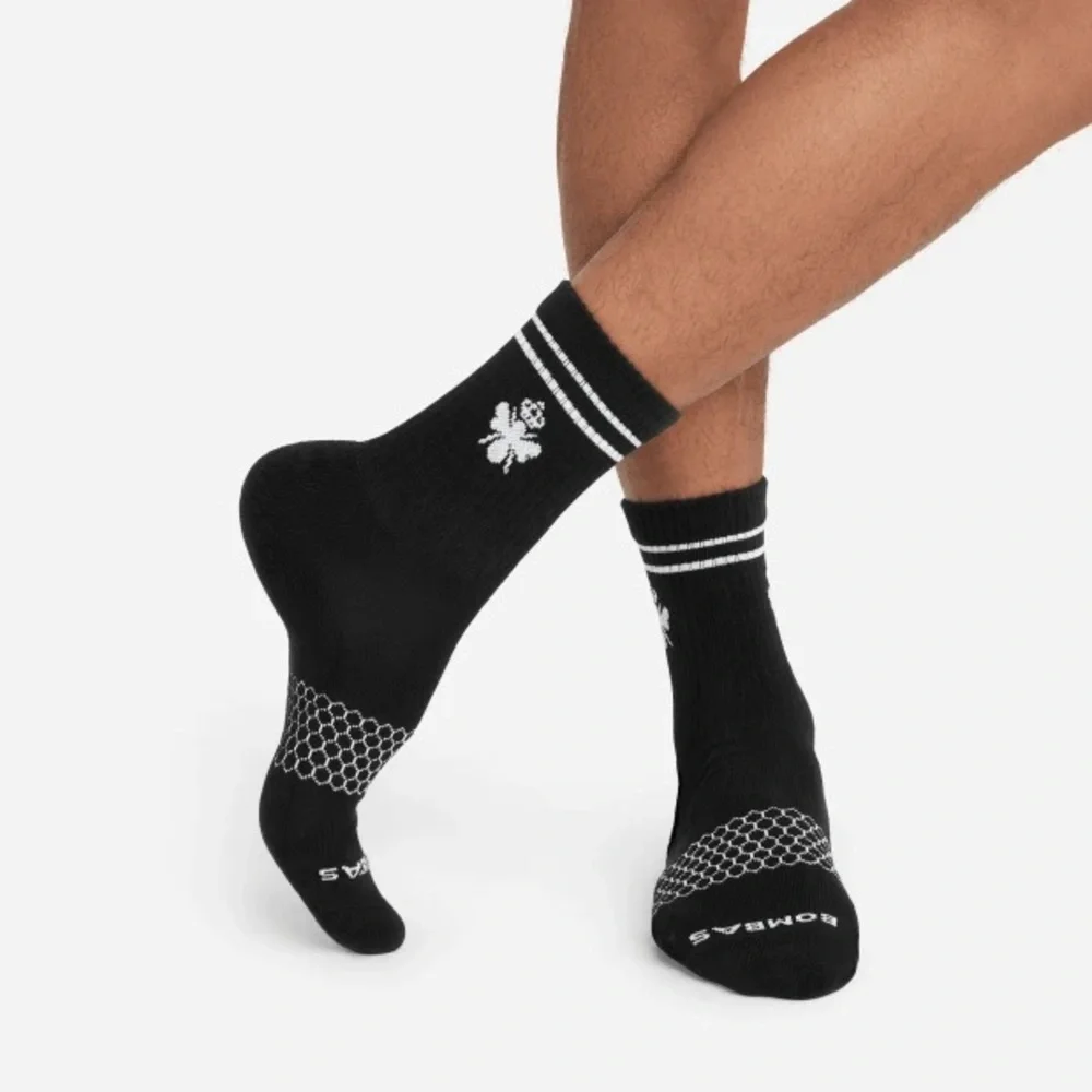 NWT BOMBAS- Men's Originals Calf Socks Black Bundle 2 Pack Everyday Gym Comfort